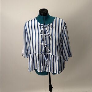 Chic Striped Blouse with Bow Accents